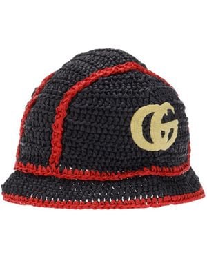 Gucci And Crocheted Bucket Hat - Blue