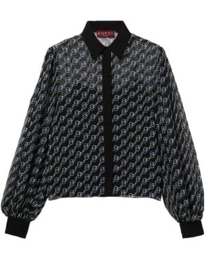Gucci Printed Silk Creponne Shirt - Black