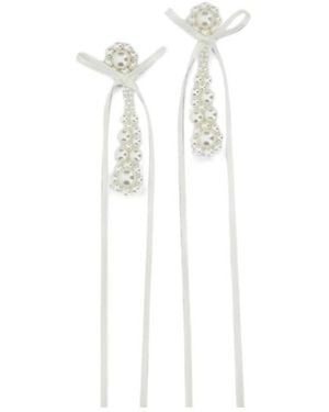 Simone Rocha Victorian Bow-Detail Faux-Pearl Earrings - White
