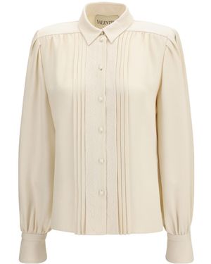 Valentino Cady Couture Pleated Shirt - White