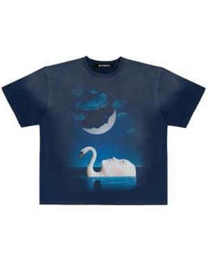 MISBHV Graphic-Print Distressed T-Shirt - Blue