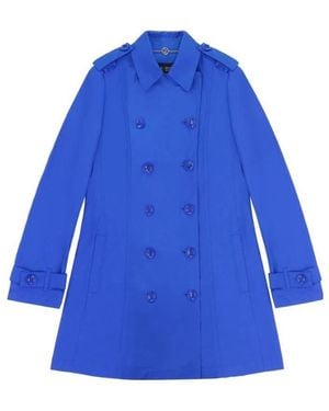 Armani Jeans Double-Breasted Medium-Length Trench Coat - Blue