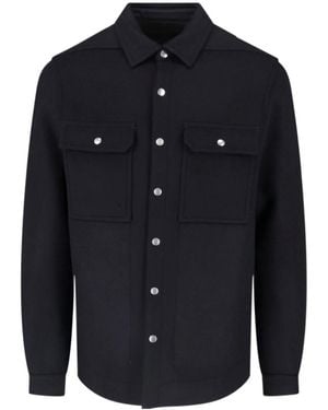 Rick Owens Collared Long-Sleeved Casual Jacket - Blue