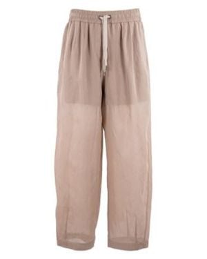 Brunello Cucinelli Sheer Wide-Leg Trousers - Natural