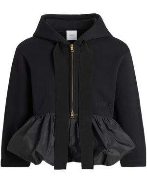 Patou Ruffle-Hem Zip-Up Hoodie - Black