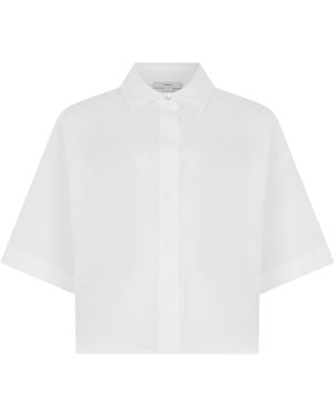 Vince Boxy Short-Sleeve Cotton Shirt - White