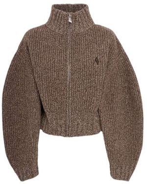 The Attico Knit Zip Cardigan - Brown