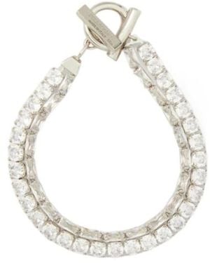 Ferragamo Bracelet With Gancini And Crystals - Metallic