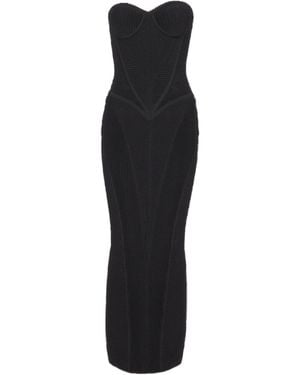 Balmain Long Strapless Knit Dress - Black