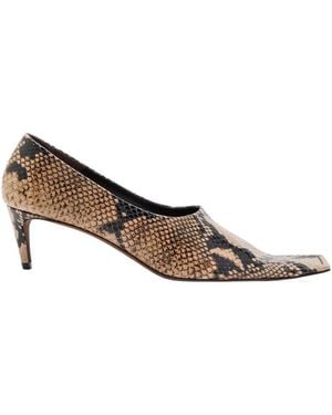 KHAITE Snake-Effect Leather Pumps - Brown