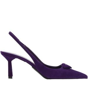 Prada 70Mm Triangle-Logo Slingback Pumps - Blue
