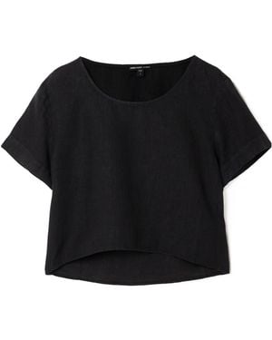 James Perse Cropped Linen-Canvas T-Shirt - Black
