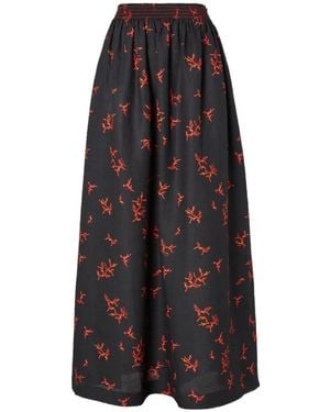 Fendi Coral Printed Elasticated Waist Skirt - Black