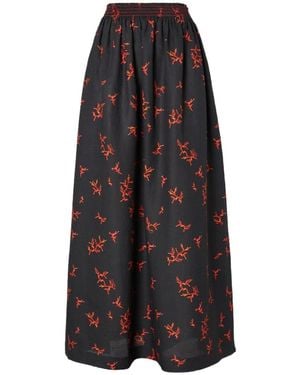 Fendi Coral Printed Elasticated Waist Skirt - Black