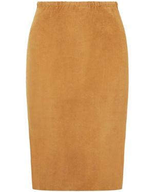 Stouls Leather Midi Skirt - Brown