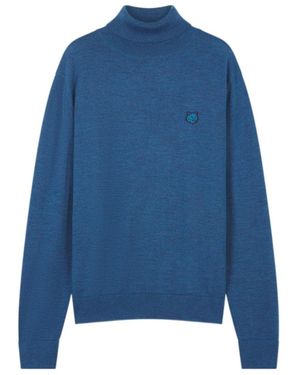 Maison Kitsuné Fox Head Patch Wool Turtleneck Sweater - Blue