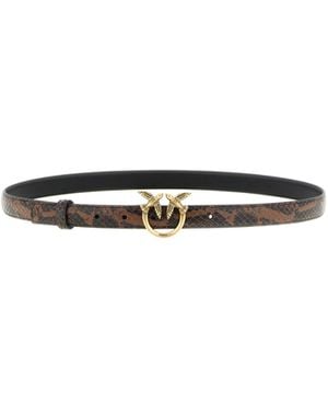 Pinko Python Print Leather Belt - White