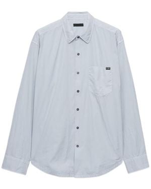 Prada Logo-Patch Pocket Shirt - Blue