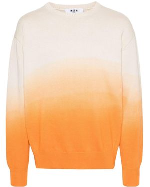 MSGM Ombré-Effect Crewneck Knitted Sweater - Orange