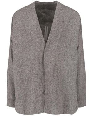 Rick Owens V-Neck Long-Sleeved Casual Jacket - Grey