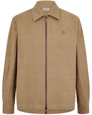 Burberry Tonal Check Zip-Up Jacket - Brown