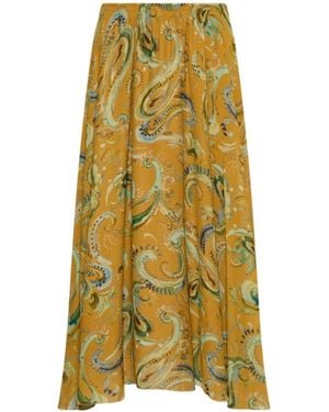 Marella Flared Crepon Skirt - Yellow