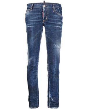 DSquared² Distressed-Effect Cropped Skinny Jeans - Blue