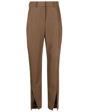 Balmain High Waist Slit Detailed Trousers - Brown