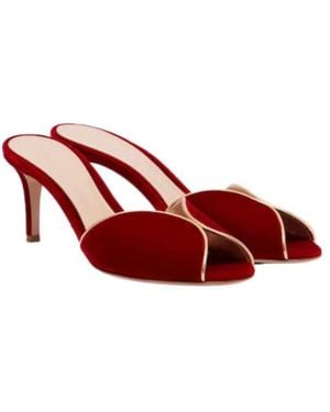 Gianvito Rossi Leather-Trimmed Velvet Mules - Red