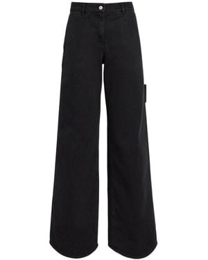Courreges Hammer Logo-Embroidered Wide-Leg Jeans - Black