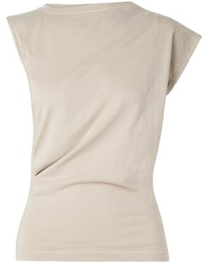 Agolde Beth Draped Organic Cotton-Jersey T-Shirt - Natural