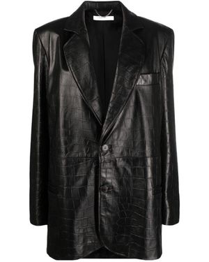 Alessandra Rich Crocodile-Effect Single-Breasted Blazer - Black