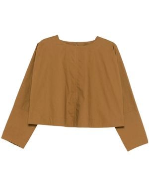 Soeur Long Sleeve Boat Neck Blouse - Natural