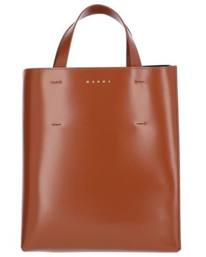 Marni Logo Printed Drawstring Tote Bag - Brown