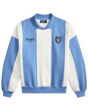 Polo Ralph Lauren Wimbledon Striped Panelled Polo Top - Blue