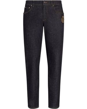 Dolce & Gabbana Heraldic Emblem Slim-Fit Jeans - Blue