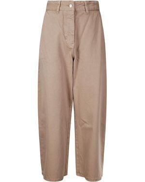 Studio Nicholson Logo Patch Cropped Wide-Leg Jeans - Natural