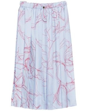 Fabiana Filippi Abstract-Print Pleated Midi Skirt - Blue