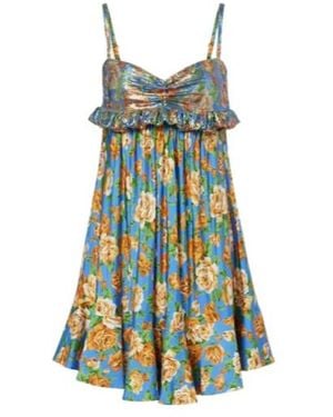 Rabanne Floral Chainmail Minidress - Green