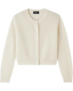 A.P.C. Milo Cable-Knit Cardigan - White