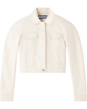 Jacquemus Le Ovalo De-Nîmes Cropped Jacket - White