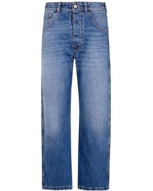 Maison Margiela Buckled Cotton Jeans - Blue
