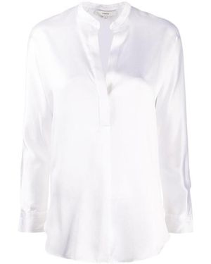 Vince Open Neck Long-Sleeved Loose Fit Blouse - White