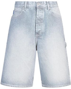 BOSS Striped-Pattern Cargo Shorts - Blue