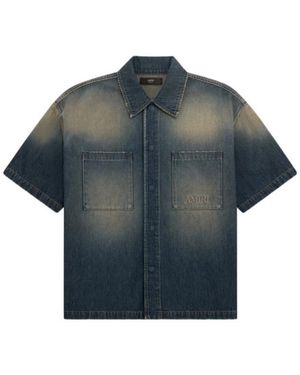 Amiri Logo Denim Short Sleeve Shirt - Blue