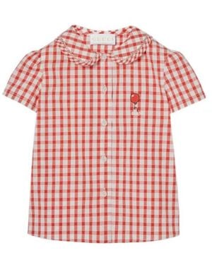 Gucci Baby Gingham Cotton Shirt - Red