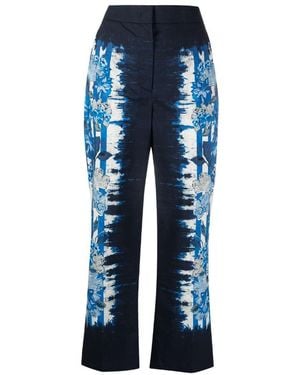 Alberta Ferretti Geometric-Print Wide-Leg Trousers - Blue
