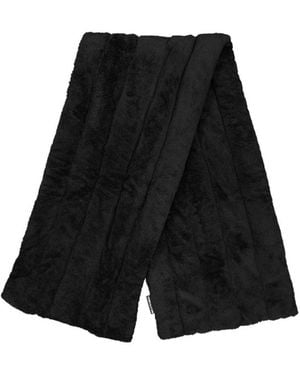 Balenciaga Plush Vertical Stripe Scarf - Black