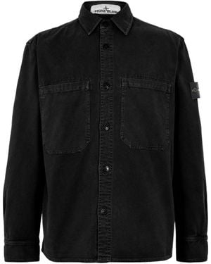 Stone Island Button Overshirt - Black