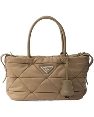 Prada Padded Re-Nylon Medium Tote Bag - Brown